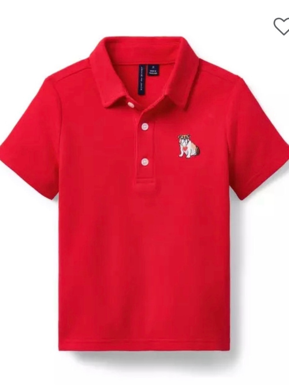 Janie and Jack Red Polo Shirt with Embroidered Bulldog